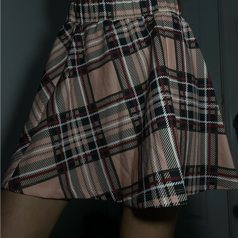 Plaid Skirt with Pink and Black Pattern